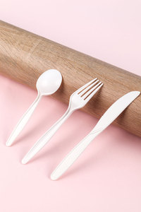 Logo tùy chỉnh bột bắp dao kéo dùng một lần PSM dao muỗng nĩa sinh thái thân thiện dùng một lần dao kéo - Product Image 2