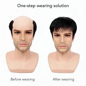 Prothèse capillaire pour homme en cheveux naturels, pour la partie supérieure <span class=keywords><strong>de</strong></span> la <span class=keywords><strong>tête</strong></span> et le front, <span class=keywords><strong>extension</strong></span> <span class=keywords><strong>de</strong></span> cheveux entièrement tissée à la main, avec clips BB - Product Image 4