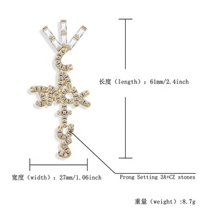 Collana con Ciondolo a Croce <span class=keywords><strong>Cactus</strong></span> Jack in Stile Hip Hop <span class=keywords><strong>Travis</strong></span> Scott, Placcata Oro con Zirconi Sintetici, Gioielli per Feste - Product Image 2