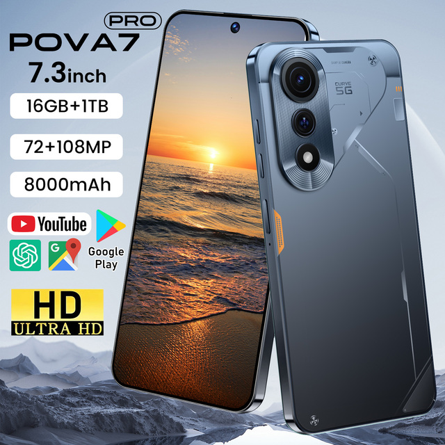 Factory Wholesale 5g Pova7 Pro Mobile Phone 7.3inch 10-core Processor Display Dual Sim Gaming Smartphone Android Global Language