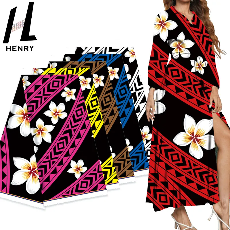 Ткань с принтом на заказ, различные цвета, опционально полиэстер, полинезийский стиль, ткань с цветочным принтом для платья