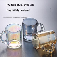 Tasse à café en verre irisé avec poignée bulle, résistante à la chaleur, tasse à thé vintage, verre à boire pour café, maison, après-midi, cadeau, vente en gros
