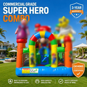 Combo Inflable Comercial de Tobogán y Brincolín con Diseño de Personajes de Dibujos Animados, Impresión de Figuras Coloridas para Alquiler en Fiestas y Parques al Aire Libre - Product Image 3
