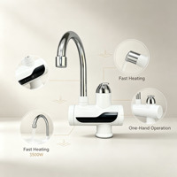 Robinet d'eau électrique à chauffage instantané en plastique, bec pivotant chromé, commande manuelle, affichage LED, pour extérieur, hôtel, voiture