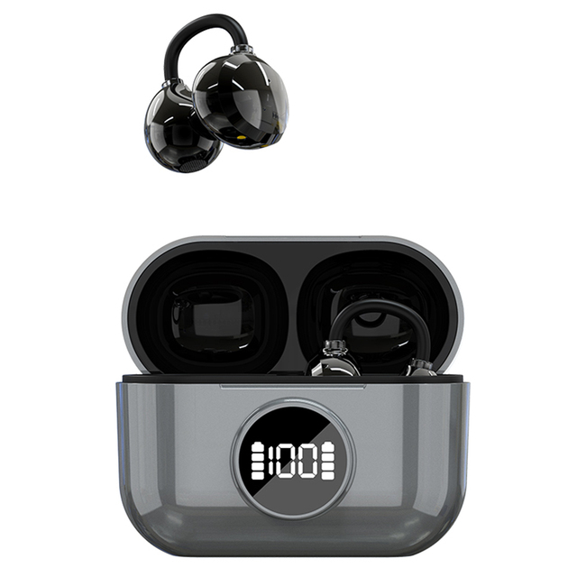 OEM Wireless BT 5.4 Ear Clip TWS Earbuds Built-in Bluetrum Chip Stereo Sound Quality Digital Display IPX-4 Waterproof AAC for