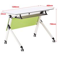 Table de formation mobile XHS-801 1200x400x750mm avec boîte de rangement sous le bureau, pieds à roulettes, pour salle de classe et réunion, blanc et vert