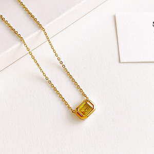 Collier personnalisé en acier inoxydable 316L avec breloque, plaqué or 14K PVD, zircon coloré <span class=keywords><strong>fantaisie</strong></span> jaune rose, pour femme, idéal comme cadeau - Product Image 4