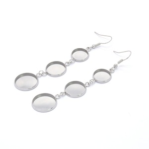 Pendentifs ronds en acier inoxydable pour boucles d'oreilles, apprêts de bijoux DIY, accessoires de crochets d'oreilles à longue chaîne, couleur acier - Product Image 5