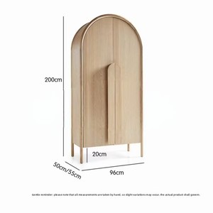 Armoire de chambre à coucher autoportante en bois massif, style nordique moderne européen, avec dessus arqué, grande capacité, personnalisable, pour usage hôtelier - Product Image 6
