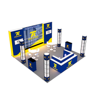Stand de Foire Commerciale Modulaire Portable 20x20 pieds en Aluminium avec Étagères en Spirale, Éclairage LED et Table Rétroéclairée Réutilisable
