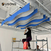 Panel de absorción de sonido de poliéster insonorizado acústico de techo de armazón cuadrado minimalista moderno