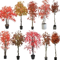 Grand arbre artificiel d'érable japonais décoratif d'extérieur, tronc naturel, bonsaï, paysage d'automne pour le bureau, décoration d'extérieur, faux