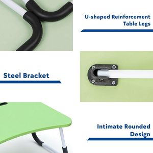 Portable <b>Foldable</b> Laptop <b>Desk</b> with Card Slot & Cup Holder for Home <b>Office</b> or Student Dormitory Simple Wooden Design - Product Image 5