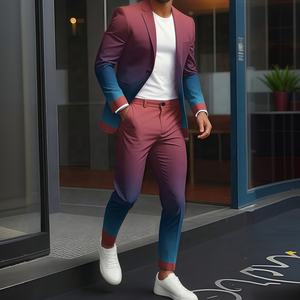 Nuovo Completo da <span class=keywords><strong>Uomo</strong></span> con Motivo Geometrico Sfumato, Slim ed Elegante, Adatto per l'<span class=keywords><strong>Abbigliamento</strong></span> Quotidiano e Streetwear dei Giovani - Product Image 3