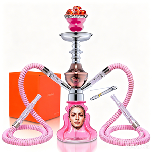 Chicha en verre de qualité supérieure, durable, rose, finition laquée multicolore, avec accessoires métalliques - Prix - Product Image 3