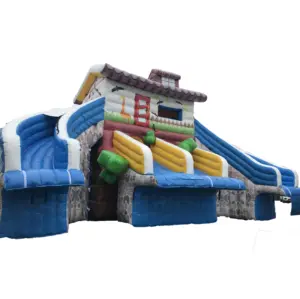 inflatable water park inflatable double sided house slide with swimming pool/ Water Play Equipment water slide