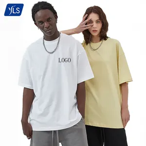 YLS-camiseta personalizada para hombre, camisa de manga corta lisa de talla grande, Color blanco mezclado, 100% algodón, 230gsm