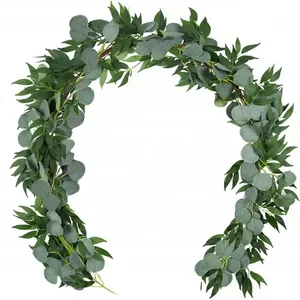 Gran oferta de hojas de eucalipto, vid verde, hojas de sauce artificiales baratas, guirnalda colgante para el jardín del hogar - Product Image 1
