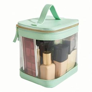 Custom Logo Transparent <b>PVC</b> Makeup Bag PU <b>Top</b> Handle Cosmetic Organizer - Product Image 2