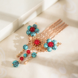Petit peigne à cheveux de style ancien, épingle à cheveux, ornement capillaire, nouveau style chinois Hanfu, accessoire pour chignon. - Product Image 3