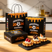 Solution d'emballage alimentaire écologique tout-en-un avec logo personnalisé, sac en papier recyclable avec poignée pour ensemble de gaufres de boulangerie