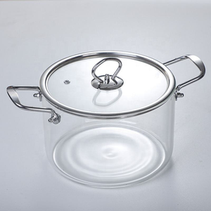 Ensemble de casseroles en verre fait main résistant à la chaleur avec couvercle, batterie de cuisine en verre antiadhésive, compatible avec les plaques de cuisson, <span class=keywords><strong>pour</strong></span> les pâtes et les nouilles - Product Image 2