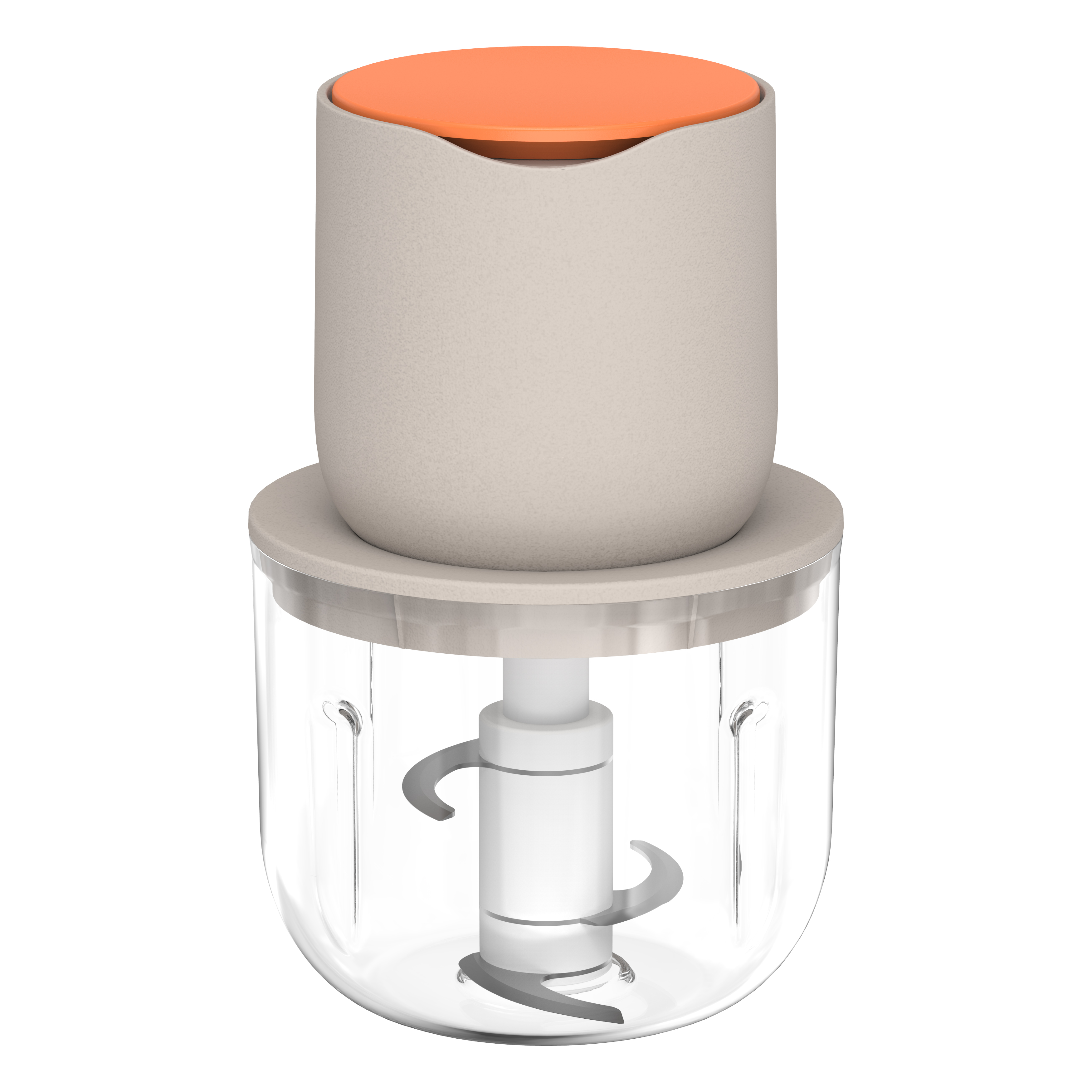 100W 1500mAh USB Electric Food Chopper Food Processor with 600mL Capacity Glass Bowl One Speed 4 Blade Wireless Use