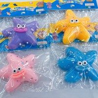 Série Simulation Océan : Jouet Squishy Anti-Stress en Caoutchouc Étoile de Mer Mignonne à Grande Bouche et Œil Porte-Bonheur