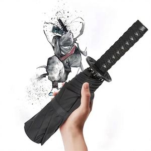 Parapluie personnalisé avec logo, poignée en forme d'épée de samouraï, 8 baleines, tissu coupe-vent et imperméable, 98 cm, pour les trajets quotidiens, les voyages et la promotion de marque - Product Image 1