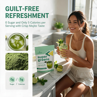 Poudre de superaliments biologiques Aeglewell Super Greens 150g saveur Mojito sans alcool 0g de sucre antioxydant soutien immunitaire