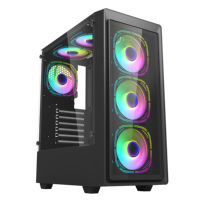 Boîtier d'ordinateur de jeu de fabrication haut de gamme avec panneau frontal en métal maillé et verre trempé, alimentation RGB, pour PC de bureau ATX