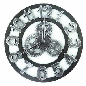 Round Iron Antique Industrial Metal Quartz Wall <b>Clock</b> for Home Decoration in Vintage or Loft Style Interiors - Product Image 4