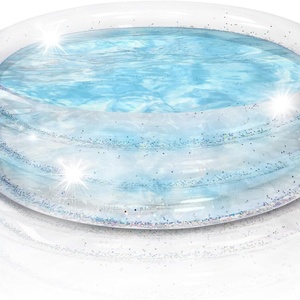 Piscine gonflable transparente et brillante pour enfants et tout-petits avec paillettes argentées, facile à gonfler, petite piscine extérieure - Product Image 1