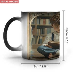 Mug personnalisable avec motif de texte, mug vide en céramique noir givré de 11 oz, tasse à changement de couleur activée par la chaleur - Product Image 1