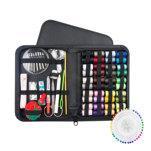 Kit de couture de 129 pièces, boîte de rangement, lot de 40 bobines de fils de couleurs variées, mini trousse de voyage portable, simple, en cuir, coffret cadeau pour le Nouvel An - Product Image 2