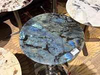 Table basse de luxe en marbre bleu pour salon moderne, petites tables à thé et à dîner