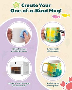 Kiocure-Kit de <span class=keywords><strong>pintura</strong></span> <span class=keywords><strong>para</strong></span> adultos, 2 <span class=keywords><strong>tazas</strong></span> de cerámica, bolígrafos de 12 Colores, apto <span class=keywords><strong>para</strong></span> lavavajillas, regalo de San Valentín - Product Image 3