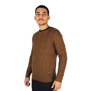Men's <b>Sweater</b> UTA6439 Camel Knit <b>Pullover</b> Crew Neck Long Sleeve Warm Winter Wear - Product Image 2