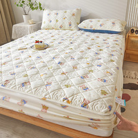 Protège-matelas matelassé imprimé en bambou 100% tricoté, imperméable, respirant, anti-acariens, lavable en machine, vente en gros