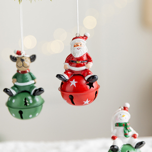Nordic Resin <b>Christmas</b> Bell Ornament Santa Claus <b>Reindeer</b> Snowman Figurine Hanging <b>Decor</b> Jingle Bell Tree Decoration - Product Image 6