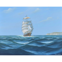 Peinture à l'huile de bateau à voile 100% peinte à la main avec cadre orné de luxe en or, grande toile de paysage marin pour la décoration d'hôtel
