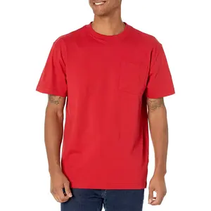 Großhandel 100 % Baumwolle einfarbiges übergroßes T-Shirt schwergewichtige T-Shirts einfarbig einfarbig individuelle Brusttasche Herren Puff individueller Druck T-Shirt