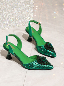 Set di scarpe e borse da sposa in cristallo decorato italiano con zeppe in stile africano per feste di matrimonio - Product Image 3