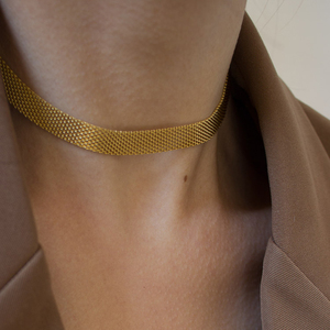 <span class=keywords><strong>Collier</strong></span> <span class=keywords><strong>ras</strong></span> du <span class=keywords><strong>cou</strong></span> Dreamshow en acier inoxydable plaqué or 18 carats avec ceinture en maille - Product Image 2