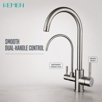 Robinet de cuisine professionnel OEM style hôtelier à double poignée, monotrou, avec filtre purificateur d'eau anti-plomb