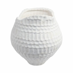 Vaso Moderno in Porcellana con Texture Ondulata, Elemento Scultoreo per l'Arredamento del Soggiorno - Product Image 3