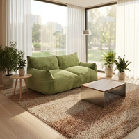Ensemble canapé et causeuse sans structure pour salon d'appartement, direct usine, en tissu compressé sous vide, capitonné chic, avec coussins gainés pour un rangement optimal