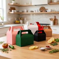 Conteneurs d'emballage alimentaire écologiques Boulangerie Traiteur Restaurant Boîtes à emporter en papier portables colorées avec poignée