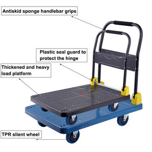 निर्माता ने हाथ से ट्रॉली ब्लू प्लास्टिक फोल्डिंग हैंडरेल 70*50 सेमी 200 किलो/60*90 400 किलोग्राम प्लेटफॉर्म हाथ ट्रॉली - Product Image 4