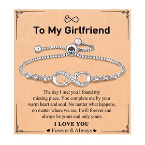Bracelet réglable en Kevlar pour femme, cadeau de Noël, chaîne à maillons, design lettre avec symbole infini serti de diamants, cadeau pour grand-mère - Product Image 4